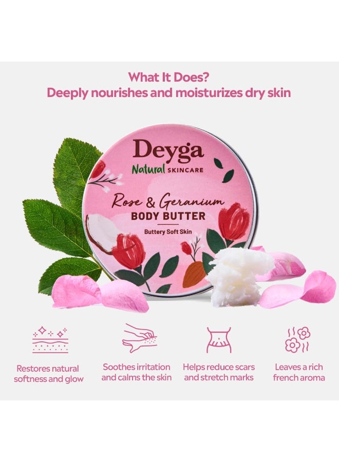 Deyga Rose & Geranium Body Butter | Deeply Hydrates & Rejuventaes Skin | Strecth Marks Control 40 Gram - Image 2